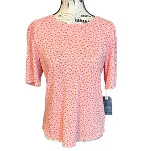 Democracy Polka Dot Short Sleeve Top Pink and Orange Size M New